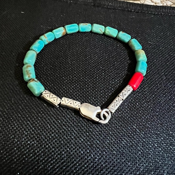 Vintage Blue Turquoise & Coral Bead Southwestern Native American Indian Style - Picture 5 of 5